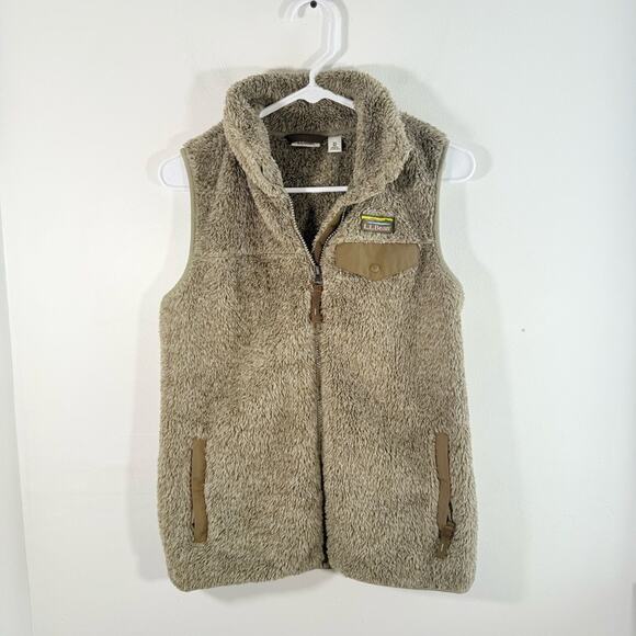 L.L. Bean Brown Tan Hi-Pile Fleece Zip Vest XS - Picture 2 of 11